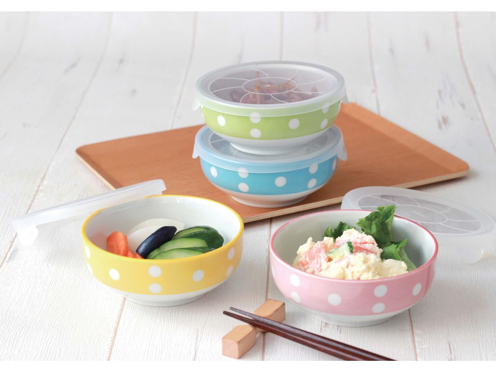 美濃焼 ドットカラーノンラップ小鉢 4色組| コープこうべネット