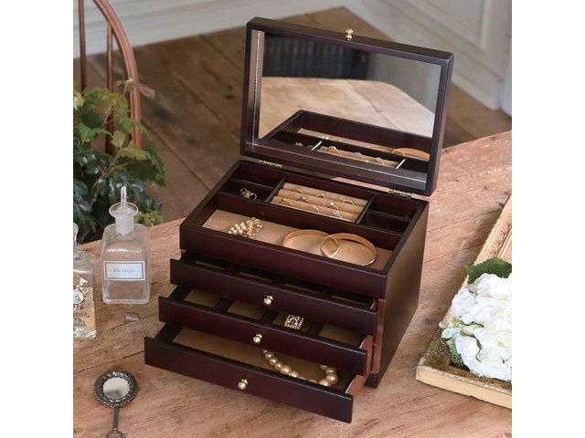 〇日本製 日本製 木製ジュエルケース2ツ引○国産 Made in Japan