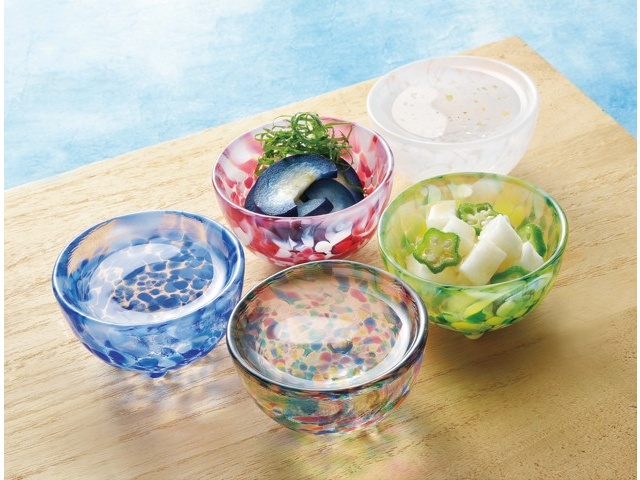 売約済み　津軽びいどろ中鉢②種＆マルティー水崎フルーツ小鉢 青森津軽びいどろ 五様小鉢 5色組| コープこうべネット