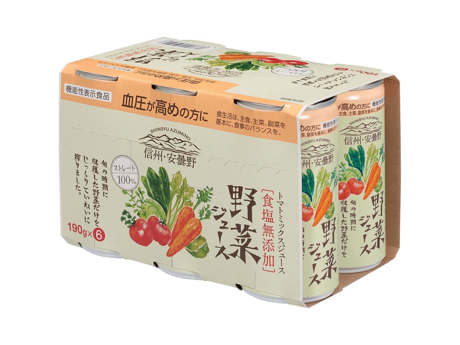 ゴールドパック 信州・安曇野野菜ジュース（食塩無添加） 190g×6