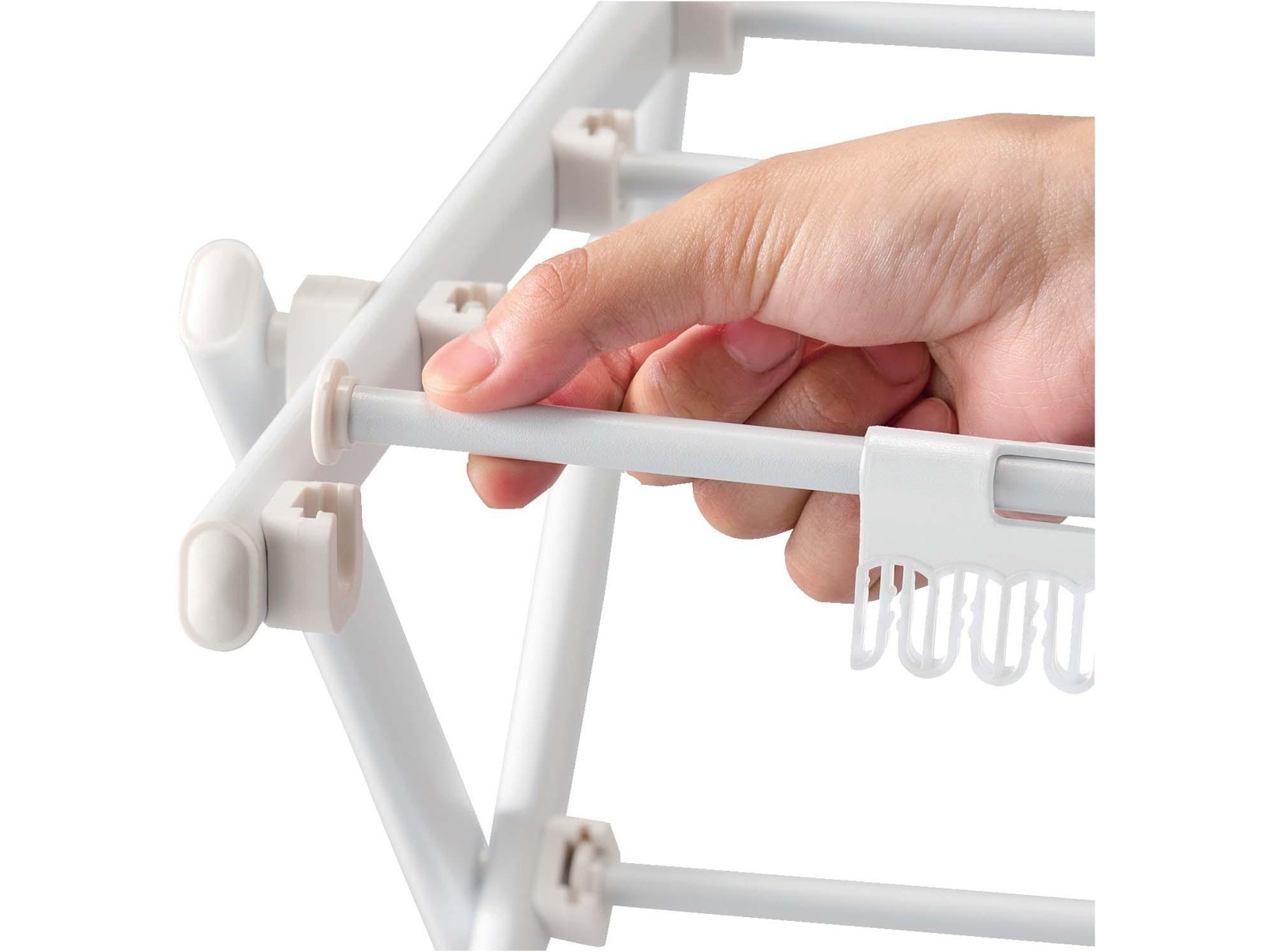 Quick Lock 平干しもできるコンパクトスタンド物干し 1コ ホワイト