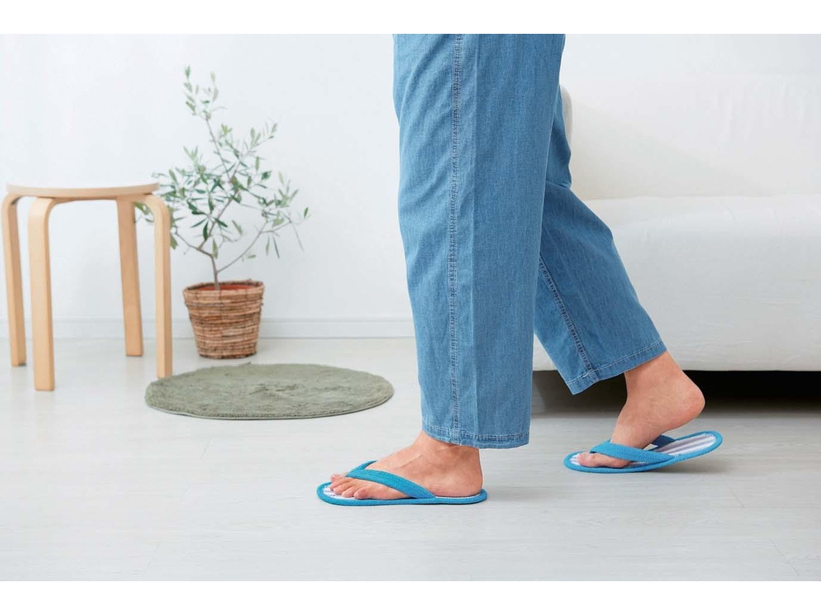 足さらさらインド綿スリッパ 鼻緒 1足 ブルー L| コープこうべネット